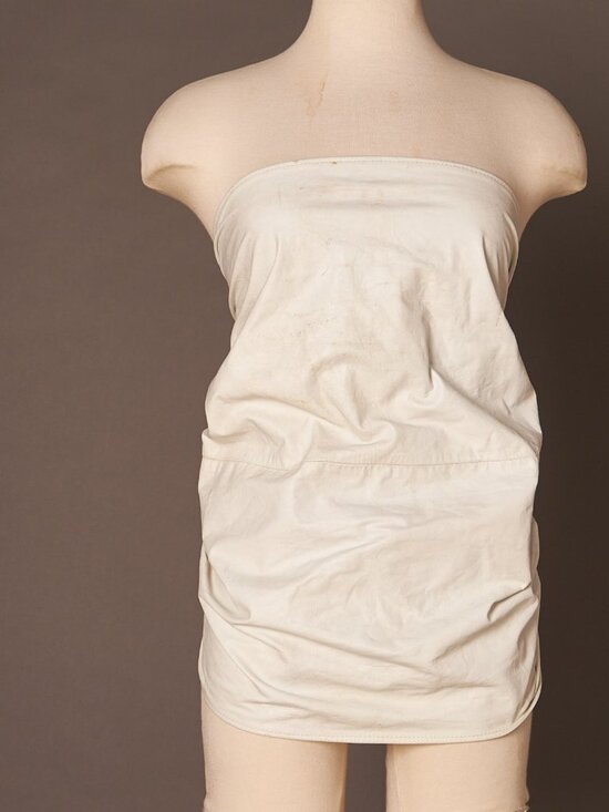 1980s White Leather Waspie Ruched Glam Rock Belt main image 4